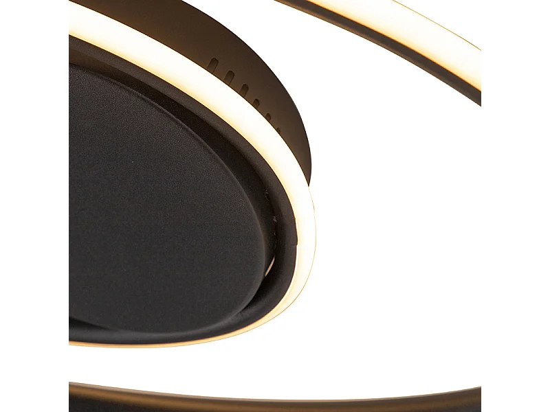 Plafonnier design noir avec LED 3 étapes dimmable - Rowan