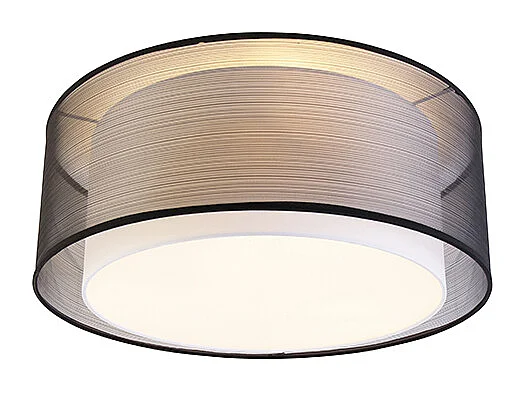 Plafonnier moderne noir avec blanc 50 cm 3 lumières - Drum Duo