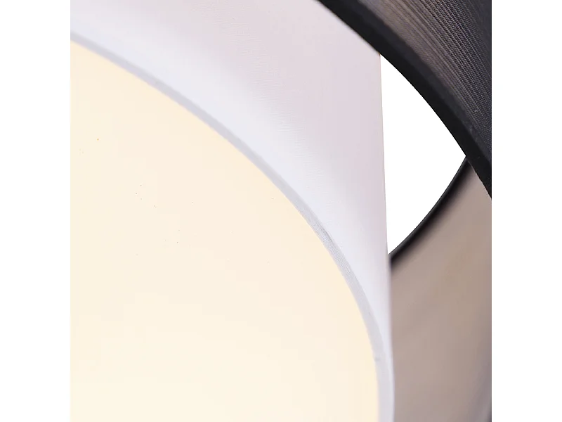 Plafonnier moderne noir avec blanc 50 cm 3 lumières - Drum Duo