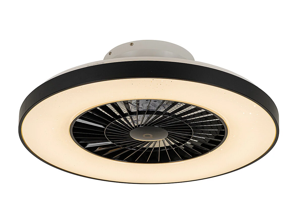 Ventilateur de plafond intelligent noir avec effet étoile dimmable - Climo