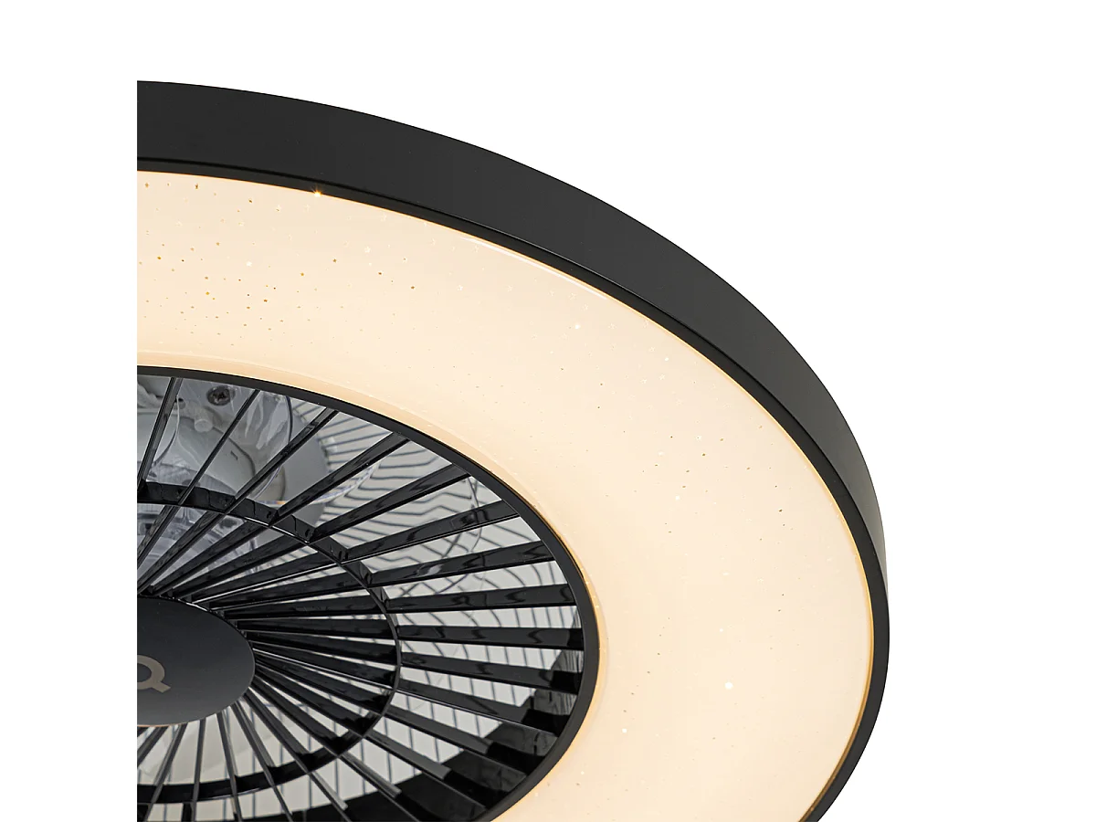 Ventilateur de plafond intelligent noir avec effet étoile dimmable - Climo