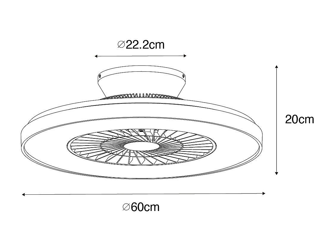 Ventilateur de plafond intelligent noir avec effet étoile dimmable - Climo