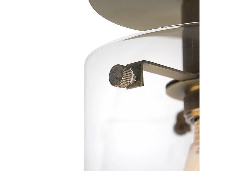 Plafonnier moderne bronze avec verre - Dome