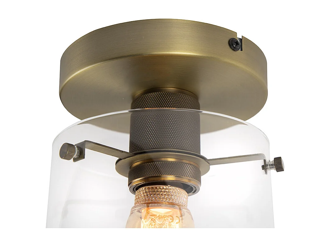 Plafonnier moderne bronze avec verre - Dome