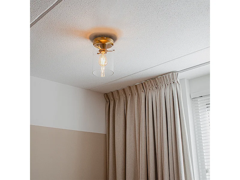 Plafonnier moderne bronze avec verre - Dome