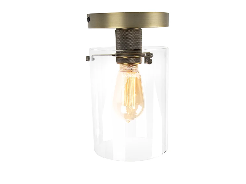 Plafonnier moderne bronze avec verre - Dome