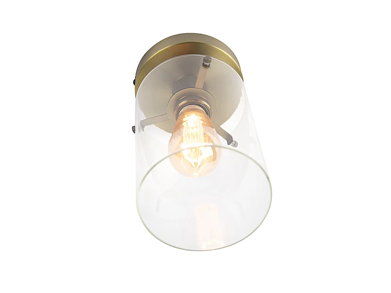 Plafonnier moderne bronze avec verre - Dome