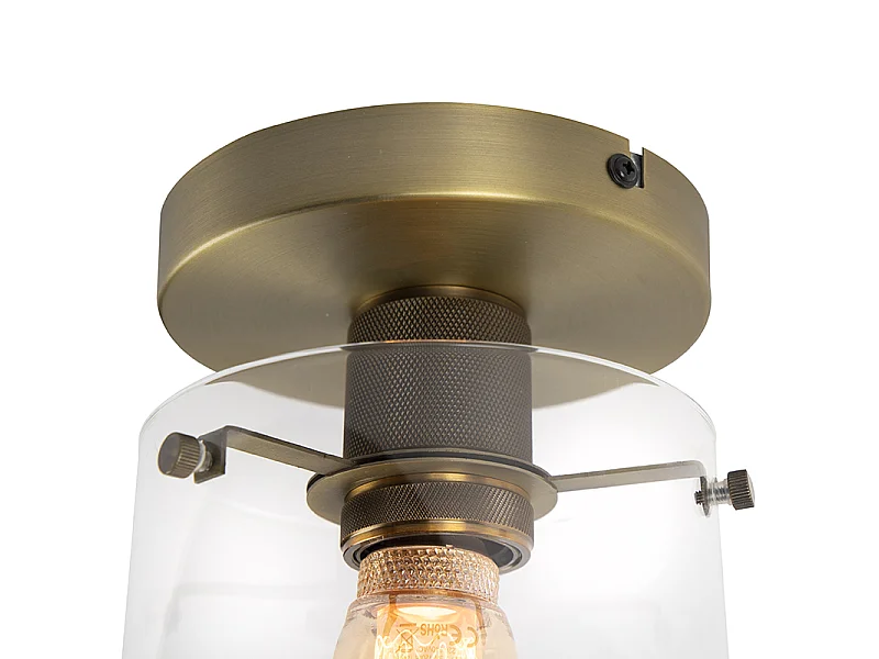 Plafonnier moderne bronze avec verre - Dome