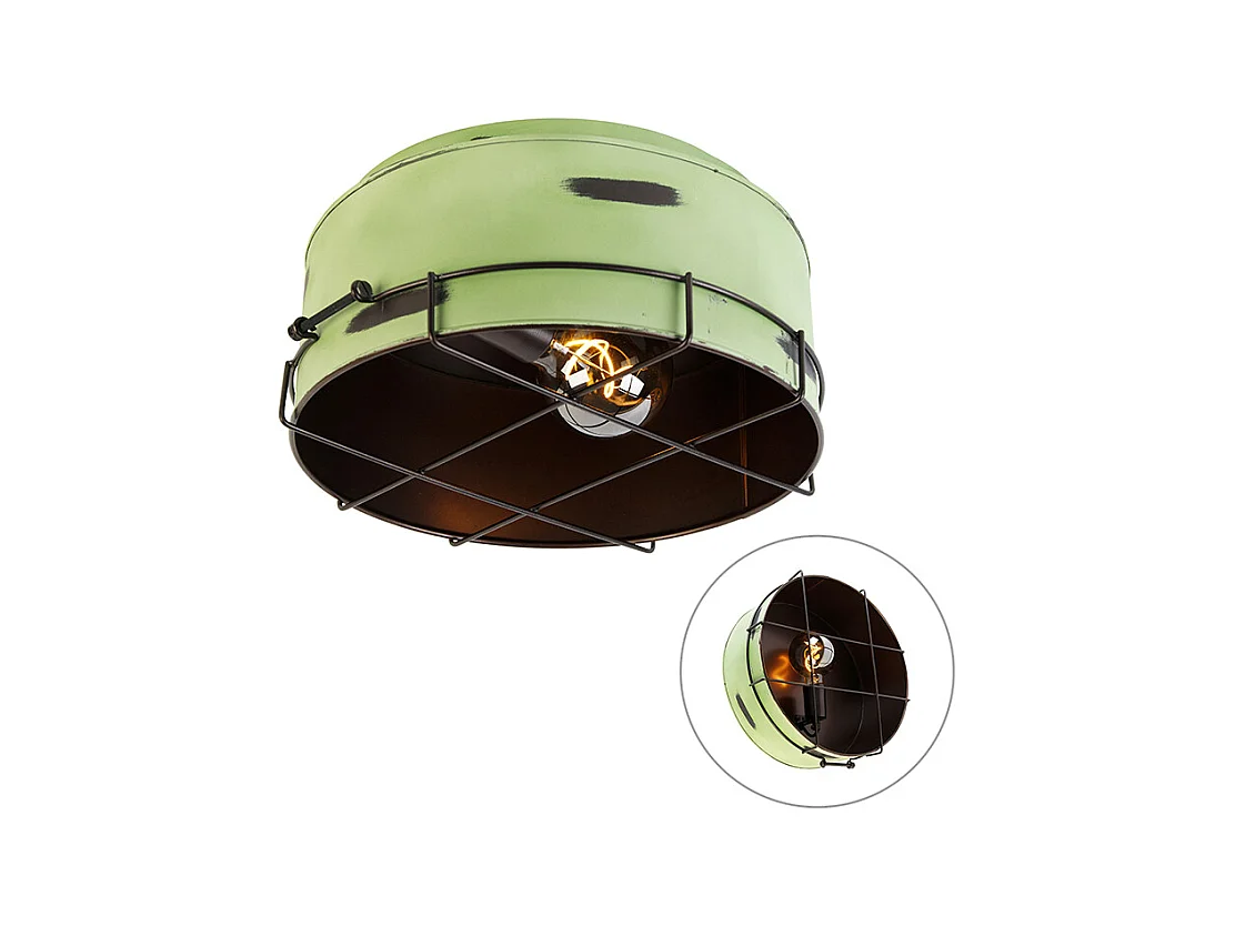 Plafonnier industriel vert 35 cm - Barril