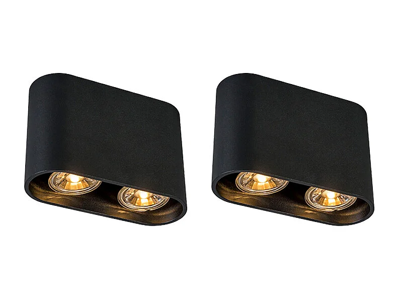 Lot de 2 spots modernes noir - Ronda duo