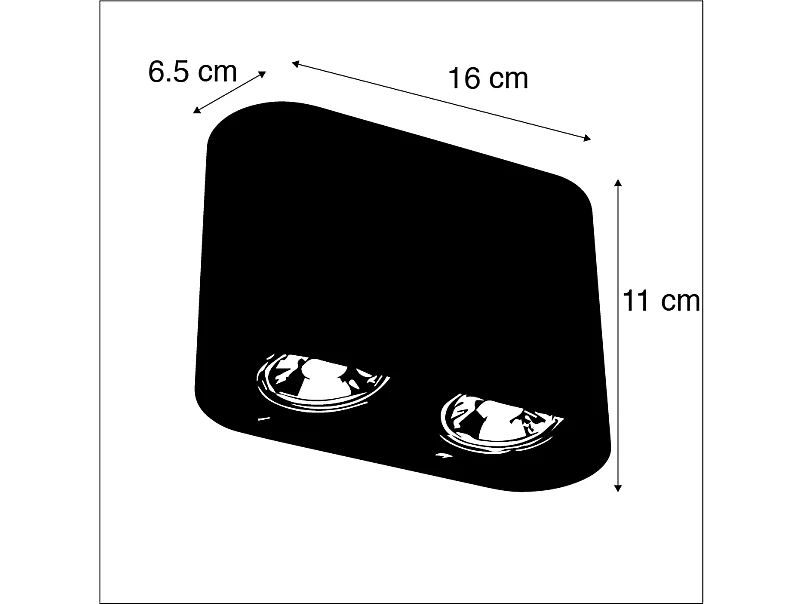 Lot de 2 spots modernes noir - Ronda duo