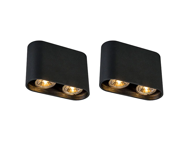 Lot de 2 spots modernes noir - Ronda duo