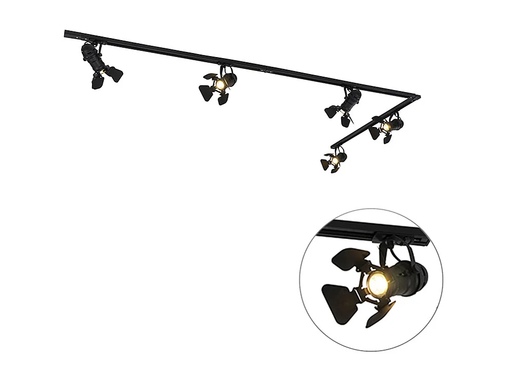 Système sur rail intelligent noir 5 lumières avec Wifi GU10 - Movie