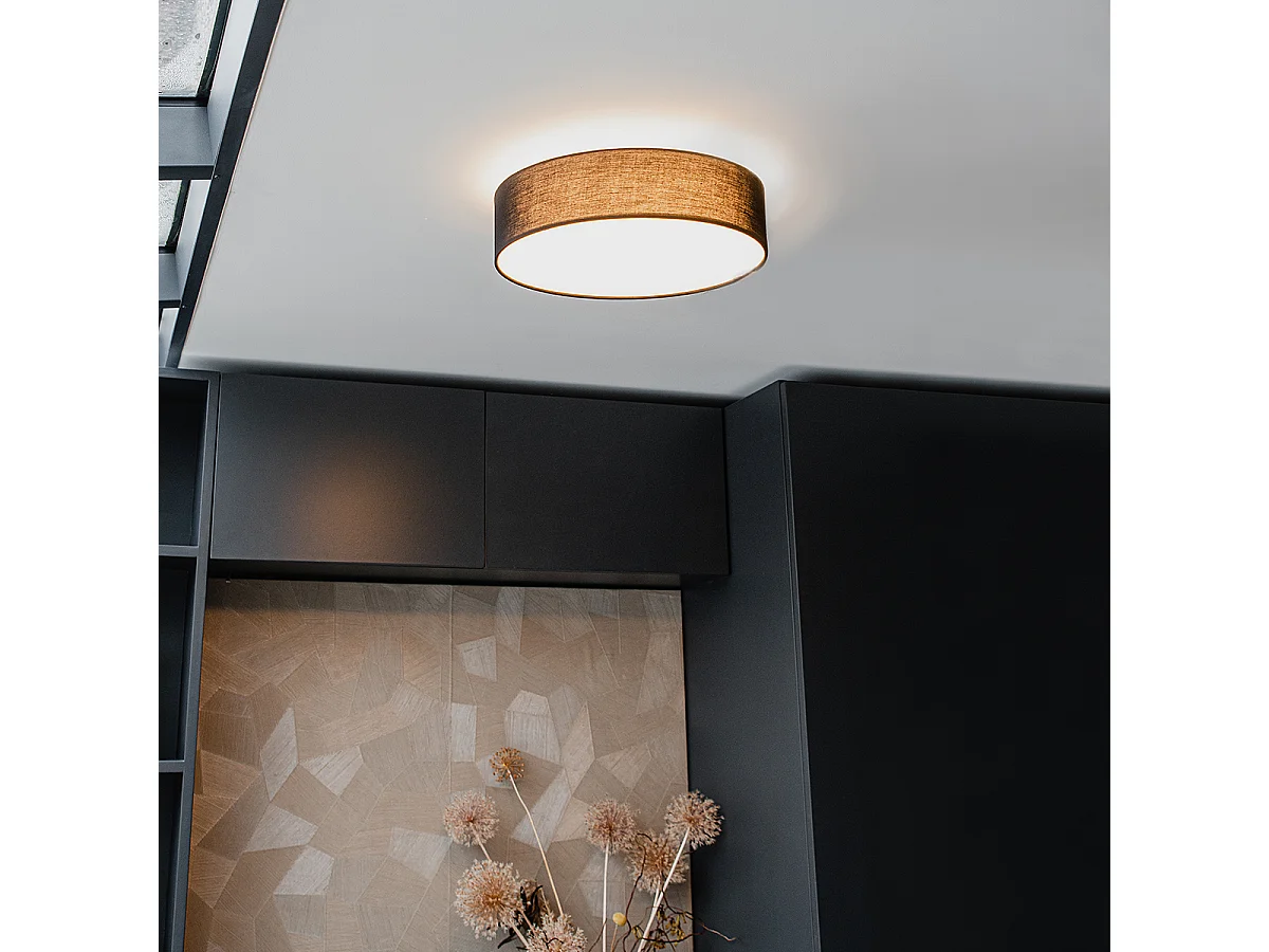 Plafonnier noir 40 cm avec LED intégrée - Drum LED