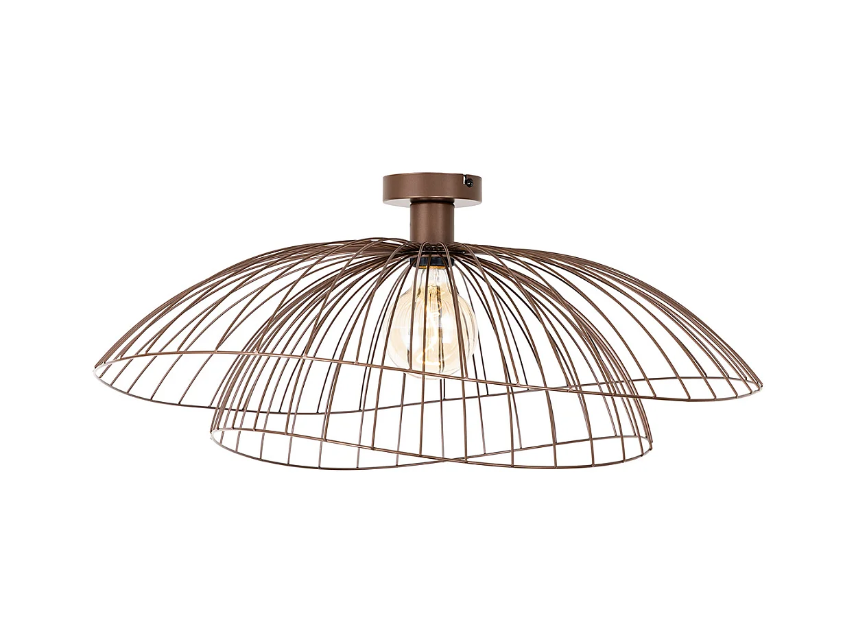 Plafonnier design bronze avec double abat-jour 45cm - Pua