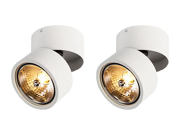 Lot de 2 spots modernes blancs réglables - Go Nine Tubo
