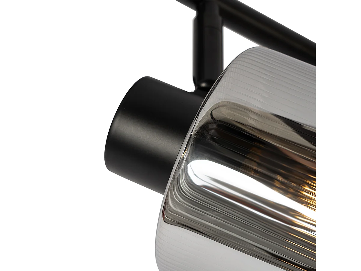 Spot de plafond noir avec verre fumé 4 lumières orientable - Laura