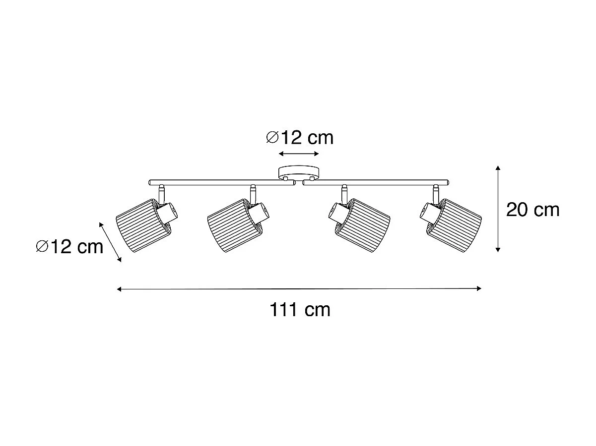 Spot de plafond noir avec verre fumé 4 lumières orientable - Laura