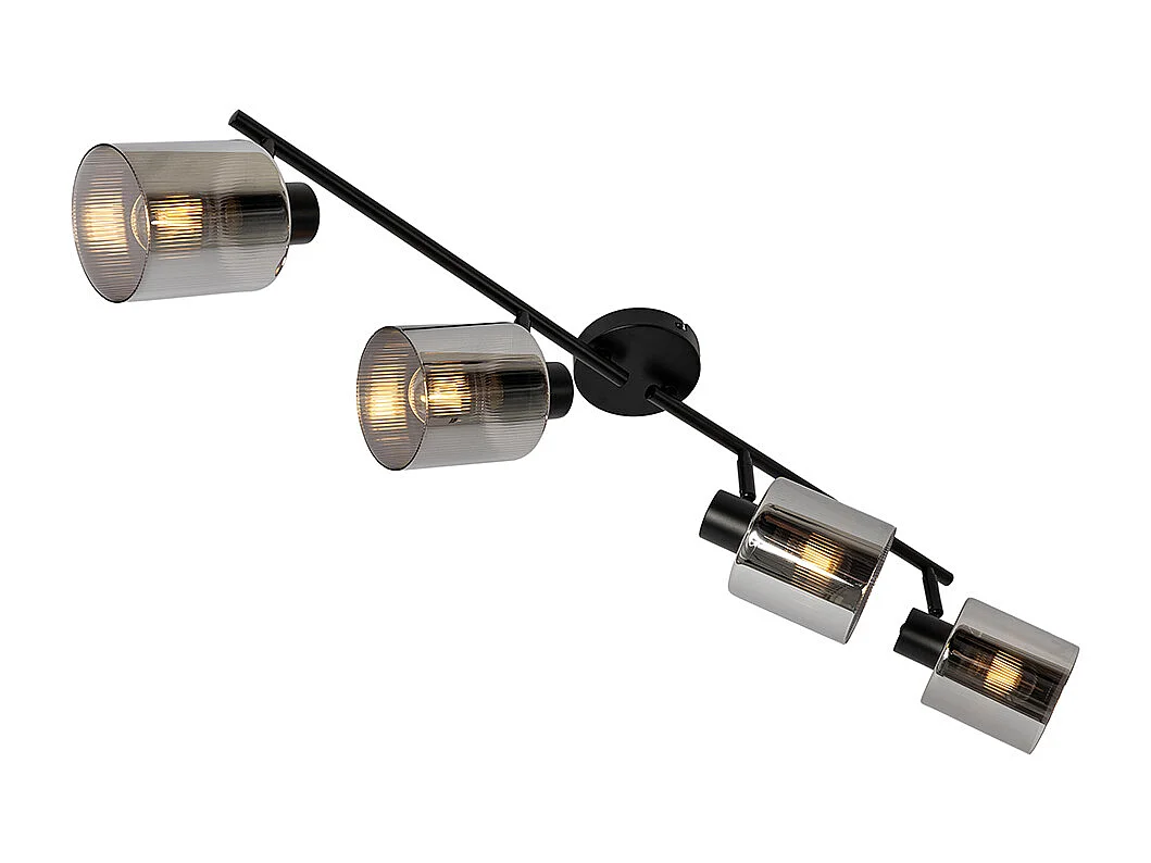 Spot de plafond noir avec verre fumé 4 lumières orientable - Laura