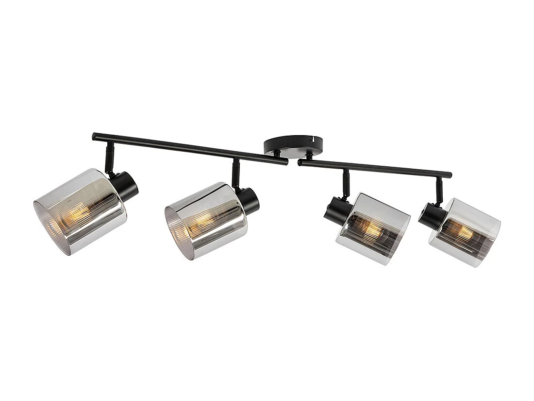 Spot de plafond noir avec verre fumé 4 lumières orientable - Laura