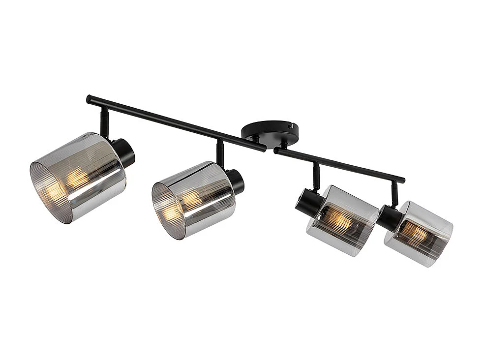 Spot de plafond noir avec verre fumé 4 lumières orientables - Laura