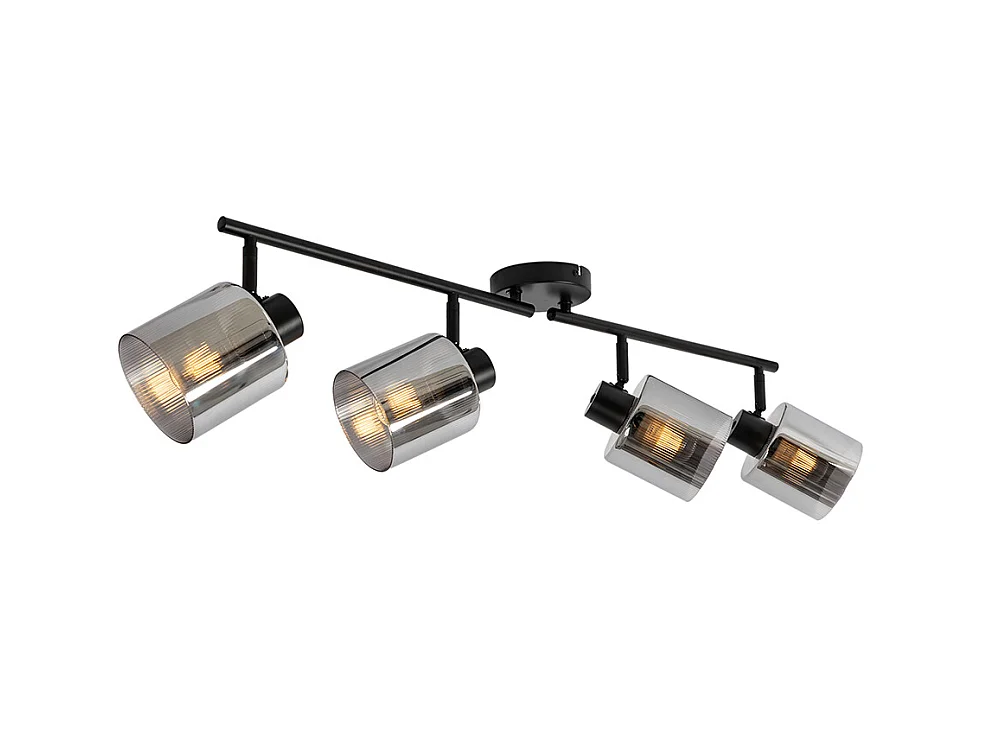 Spot de plafond noir avec verre fumé 4 lumières orientable - Laura