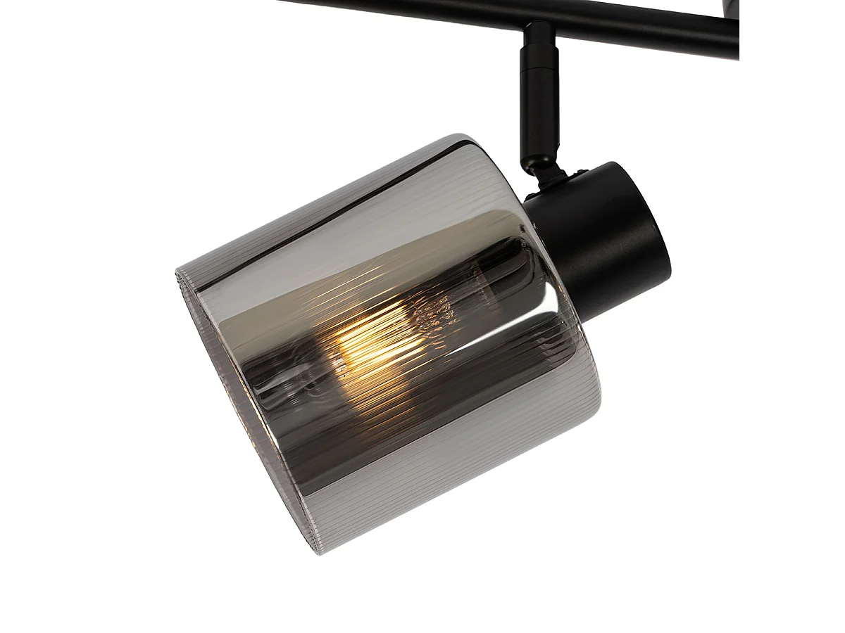Spot de plafond noir avec verre fumé 4 lumières orientables - Laura