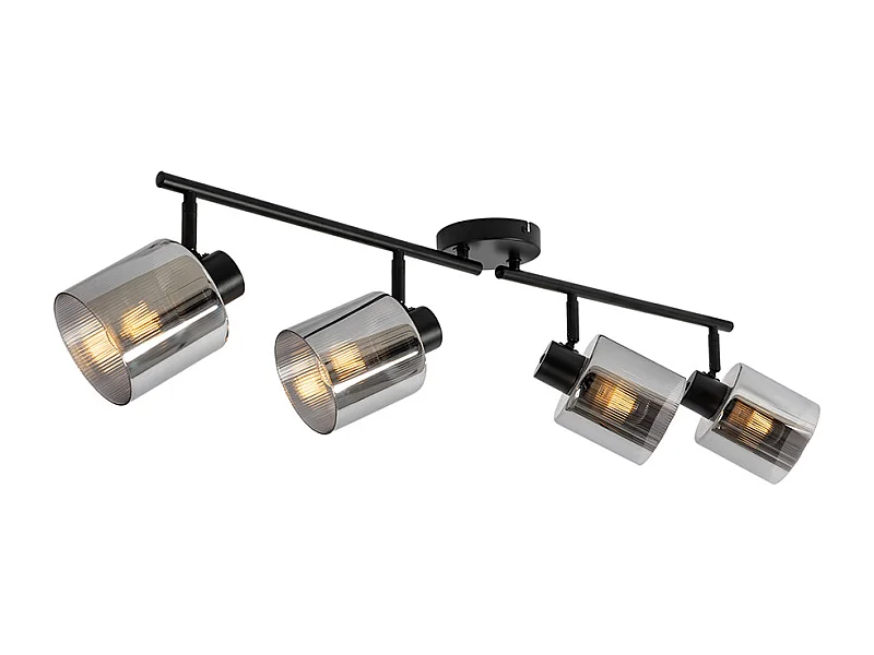 Spot de plafond noir avec verre fumé 4 lumières orientables - Laura