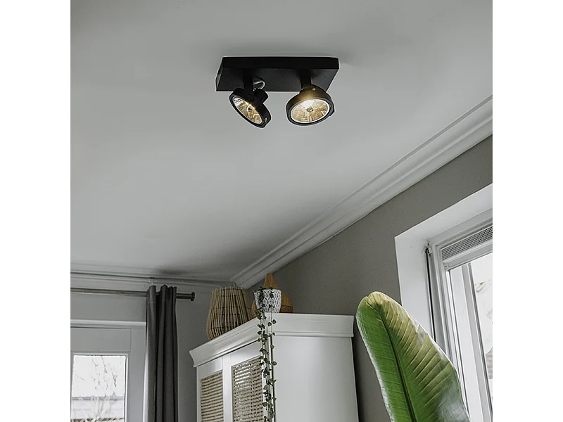 Spot design noir orientable 2 lumières - Go