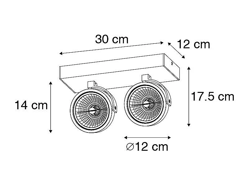 Spot design noir orientable 2 lumières - Go