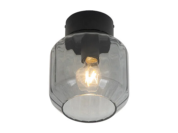 Plafonnier moderne noir avec verre fumé - Stiklo