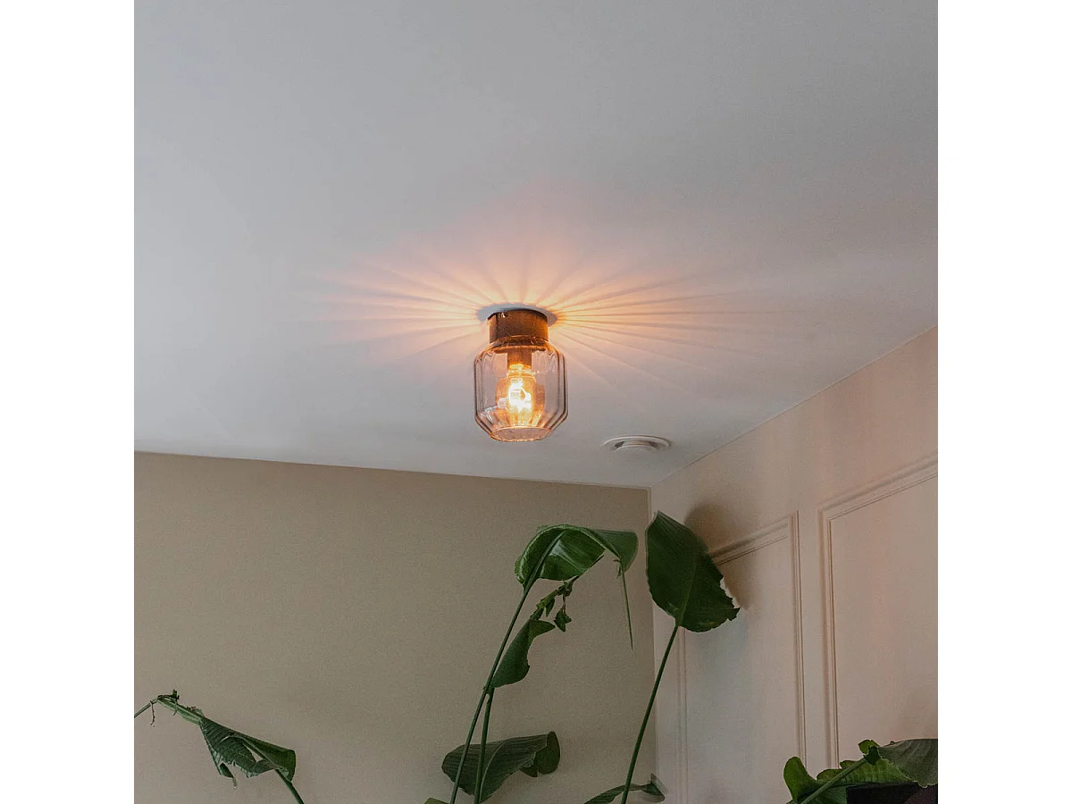 Plafonnier moderne noir avec verre fumé - Stiklo