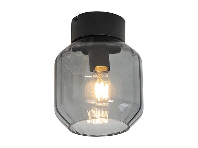 Plafonnier moderne noir avec verre fumé - Stiklo