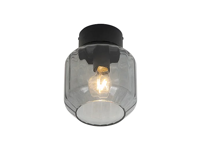 Plafonnier moderne noir avec verre fumé - Stiklo