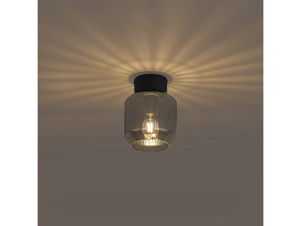 Plafonnier moderne noir avec verre fumé - Stiklo