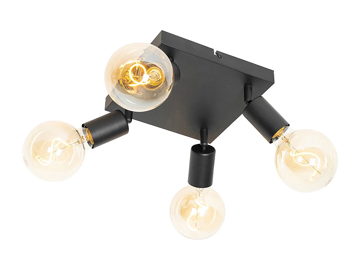 Spot encastré moderne noir carré 4 lumières - Facil