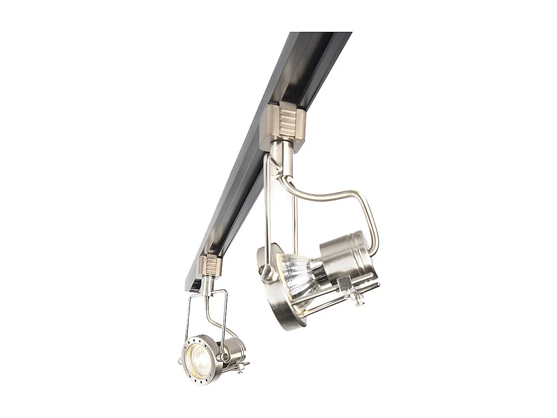 Rail 1 phase intelligent noir avec acier avec 3 ampoules WiFi GU10 - Iconic Suplux