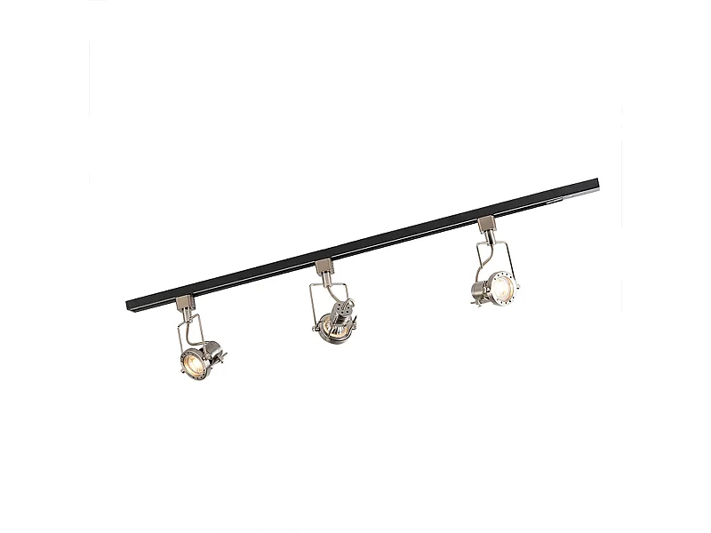 Rail 1 phase intelligent noir avec acier avec 3 ampoules WiFi GU10 - Iconic Suplux