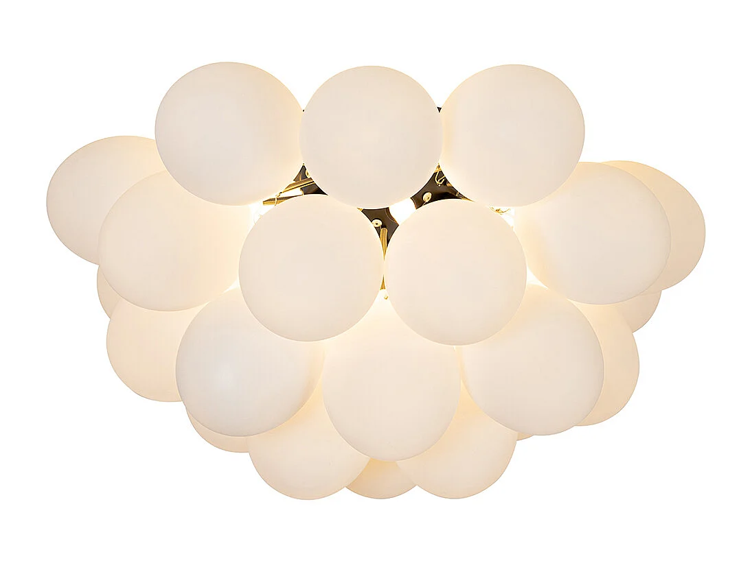 Plafonnier art déco noir avec verre opale 6 lumières - Uvas