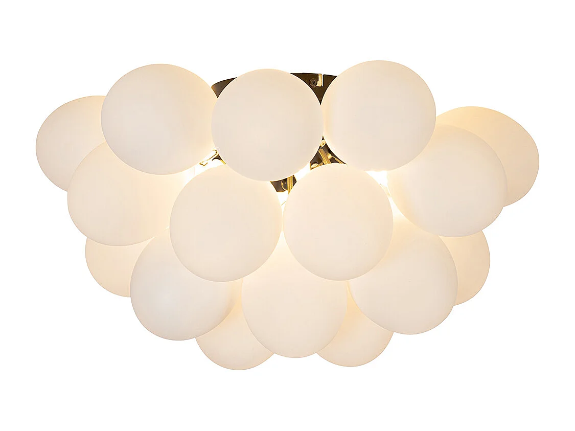 Plafonnier art déco noir avec verre opale 6 lumières - Uvas