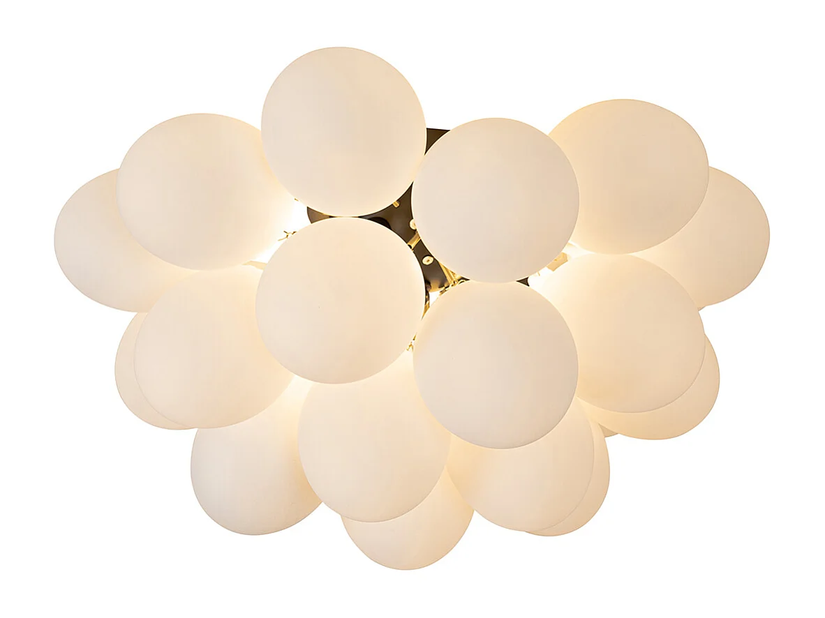 Plafonnier art déco noir avec verre opale 6 lumières - Uvas