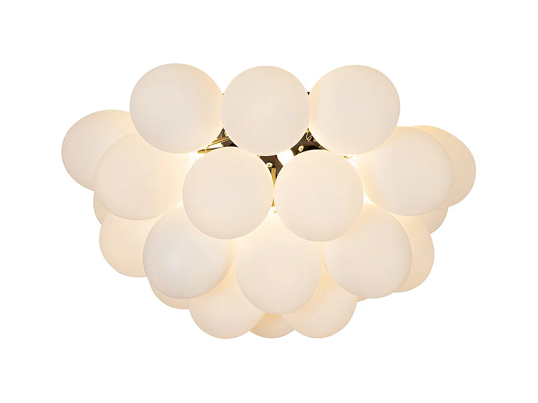 Plafonnier art déco noir avec verre opale 6 lumières - Uvas