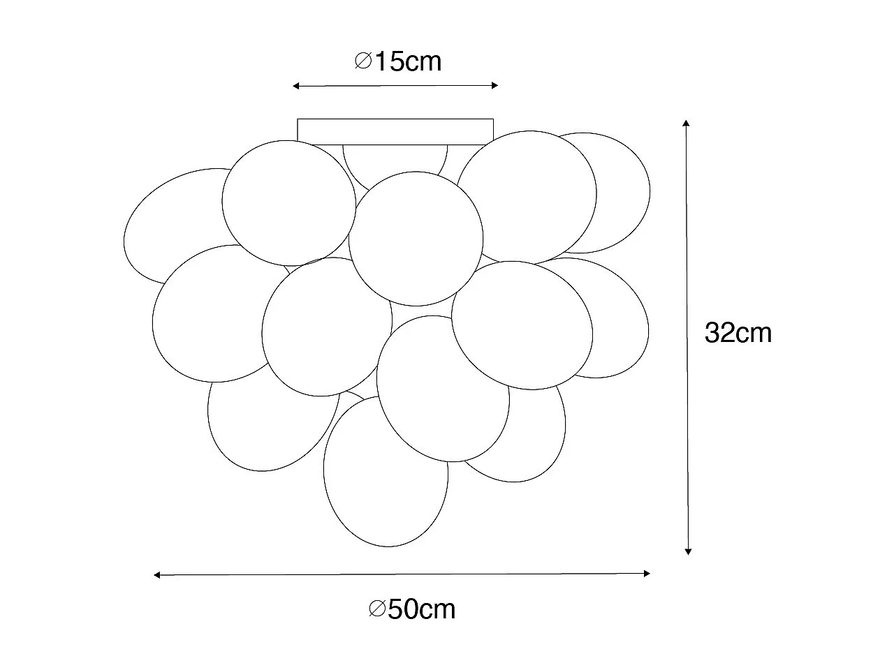 Plafonnier Art Déco noir avec verre opale 6 lumières - Uvas