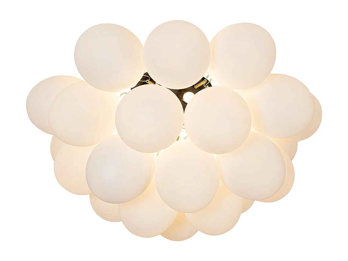 Plafonnier Art Déco noir avec verre opale 6 lumières - Uvas