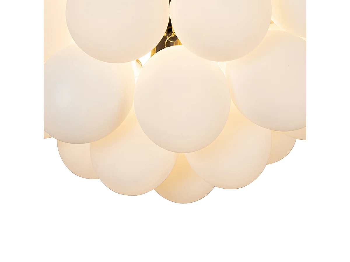 Plafonnier Art Déco noir avec verre opale 6 lumières - Uvas