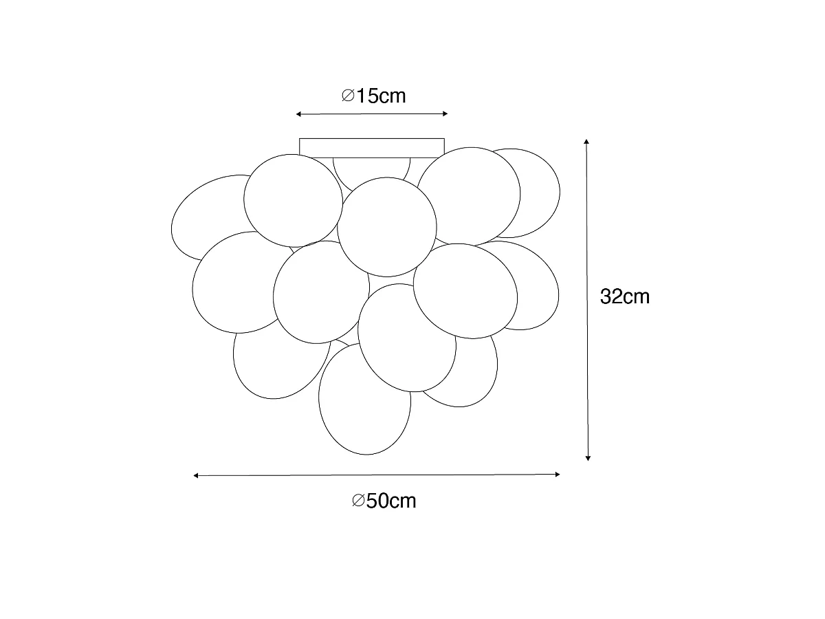 Plafonnier Art Déco noir avec verre opale 6 lumières - Uvas