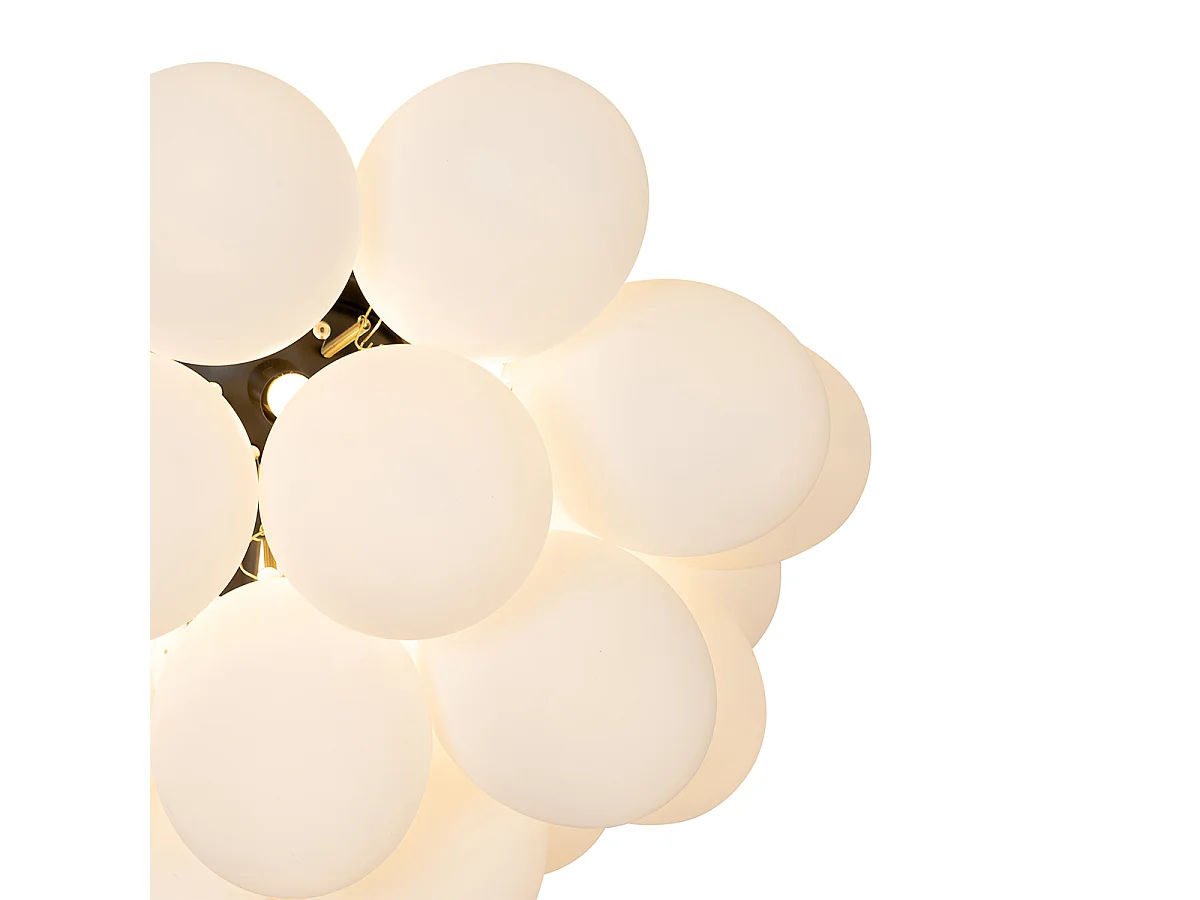 Plafonnier Art Déco noir avec verre opale 6 lumières - Uvas