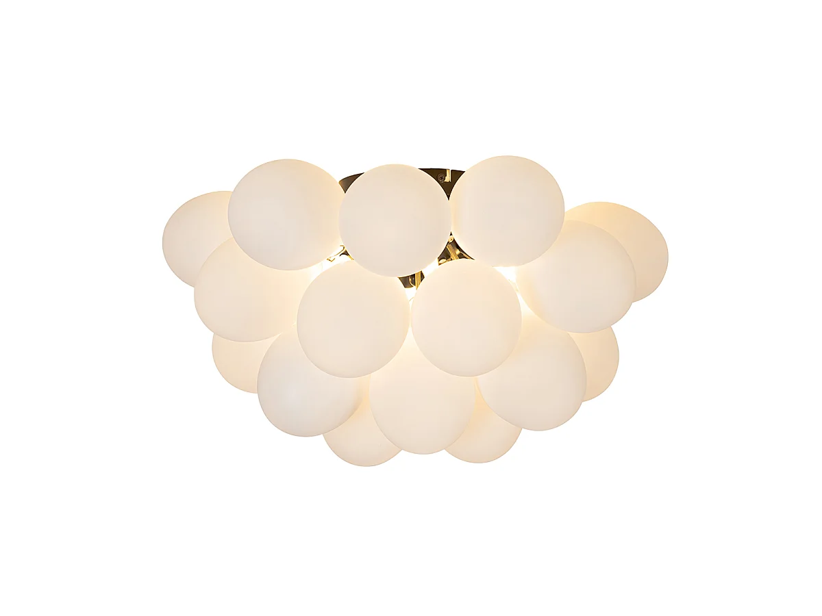 Plafonnier Art Déco noir avec verre opale 6 lumières - Uvas