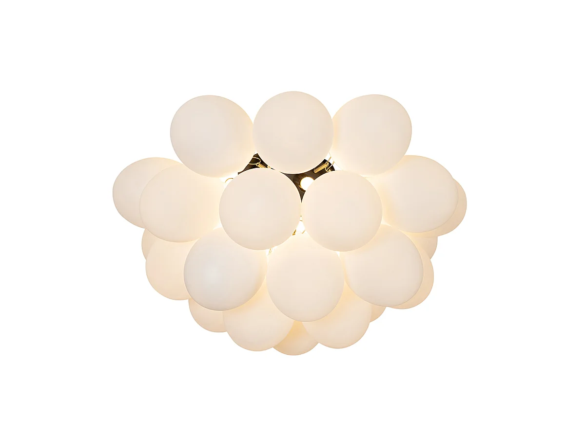 Plafonnier Art Déco noir avec verre opale 6 lumières - Uvas