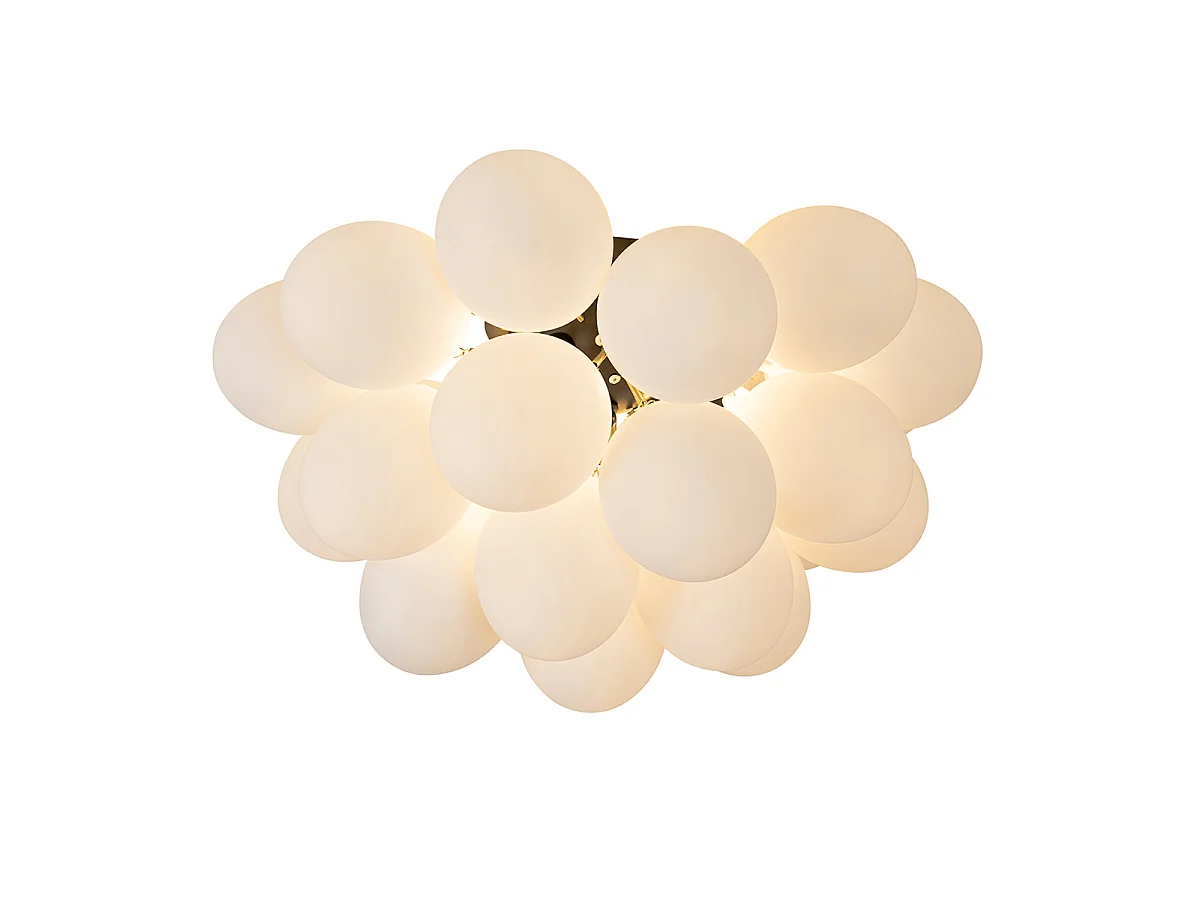 Plafonnier Art Déco noir avec verre opale 6 lumières - Uvas